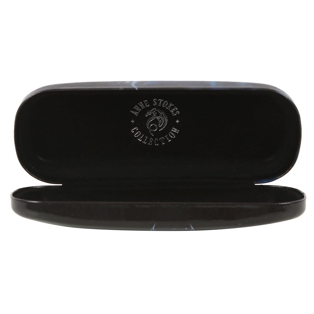 Inside of glasses case with Anne Stokes logo