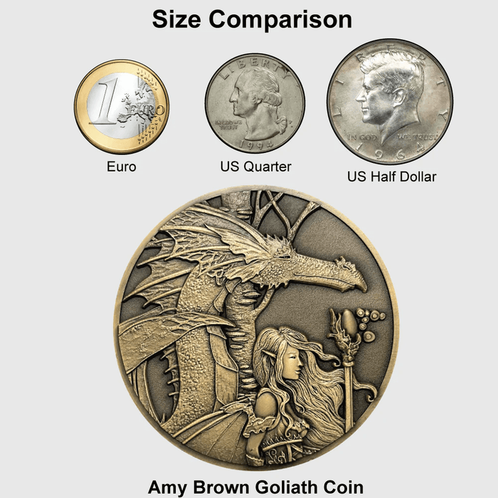 Size comparison for Amy Brown coins