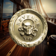 Shiny brass coin with 'REVENGE' and skull design