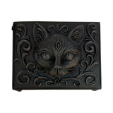 Black trinket box with cat face on lid