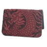 Cardholder with dragon design in a wine color