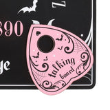 Talking board planchette, pink and black, with bats