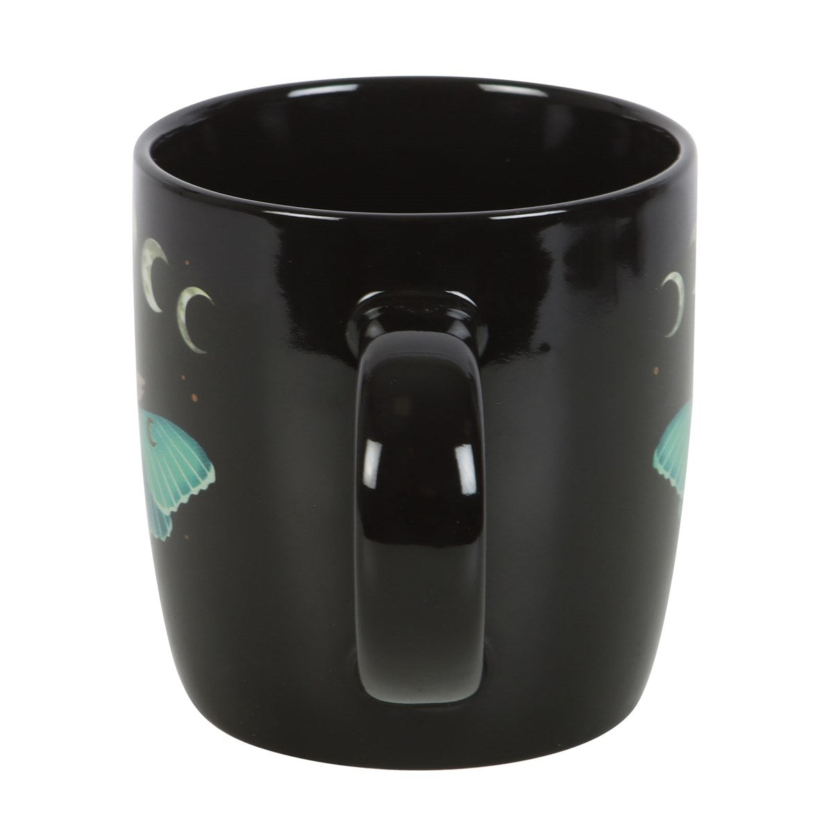 Handle of black ceramic mug