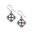 Earrings with floral design and red gem