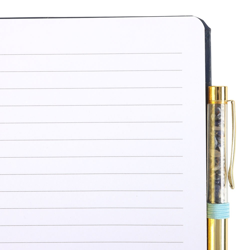 Lined journal with crystal chip pen