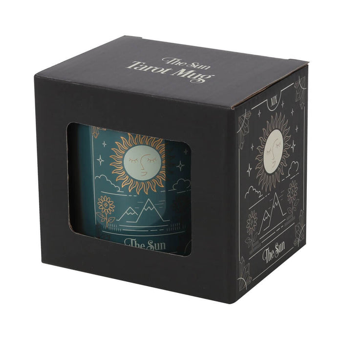 The Sun tarot mug shown in black gift box