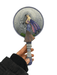 Hand mirror featuring a fairy with pink and purple wings on the back