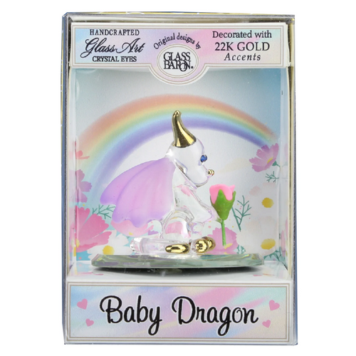 Glass Keepsake Box Baby Dragon Figurine