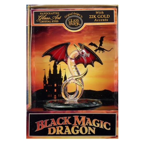 Glass Black Magic Keepsake Box Dragon Figurine