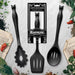 Black cat kitchen utensils, slotted spoons and spatula