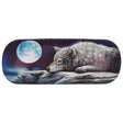 Eyeglass case by Lisa Parker, wolf resting on stone with full moon