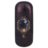 Back of eyeglass case with raven design on swirls