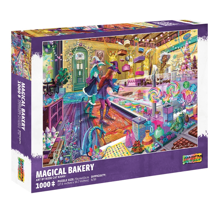 Box art for Magical Bakery jigsaw puzzle by Rose Cat Khan