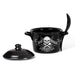 Soup bowl set with matching spoon - Skull and crossed fork and spoon with text, " Dead Hungry" and "Bone Appetit". Shown open