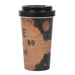 Coffee 'talking board' travel mug with black lid, sun design on one side