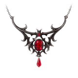 Pewter necklace with red Swarovski crystal accents