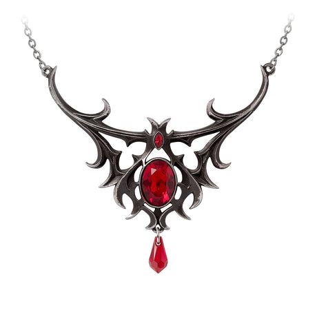 Pewter necklace with red Swarovski crystal accents