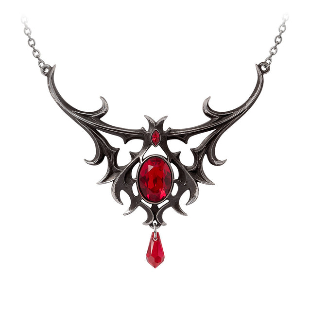 Pewter necklace with red Swarovski crystal accents