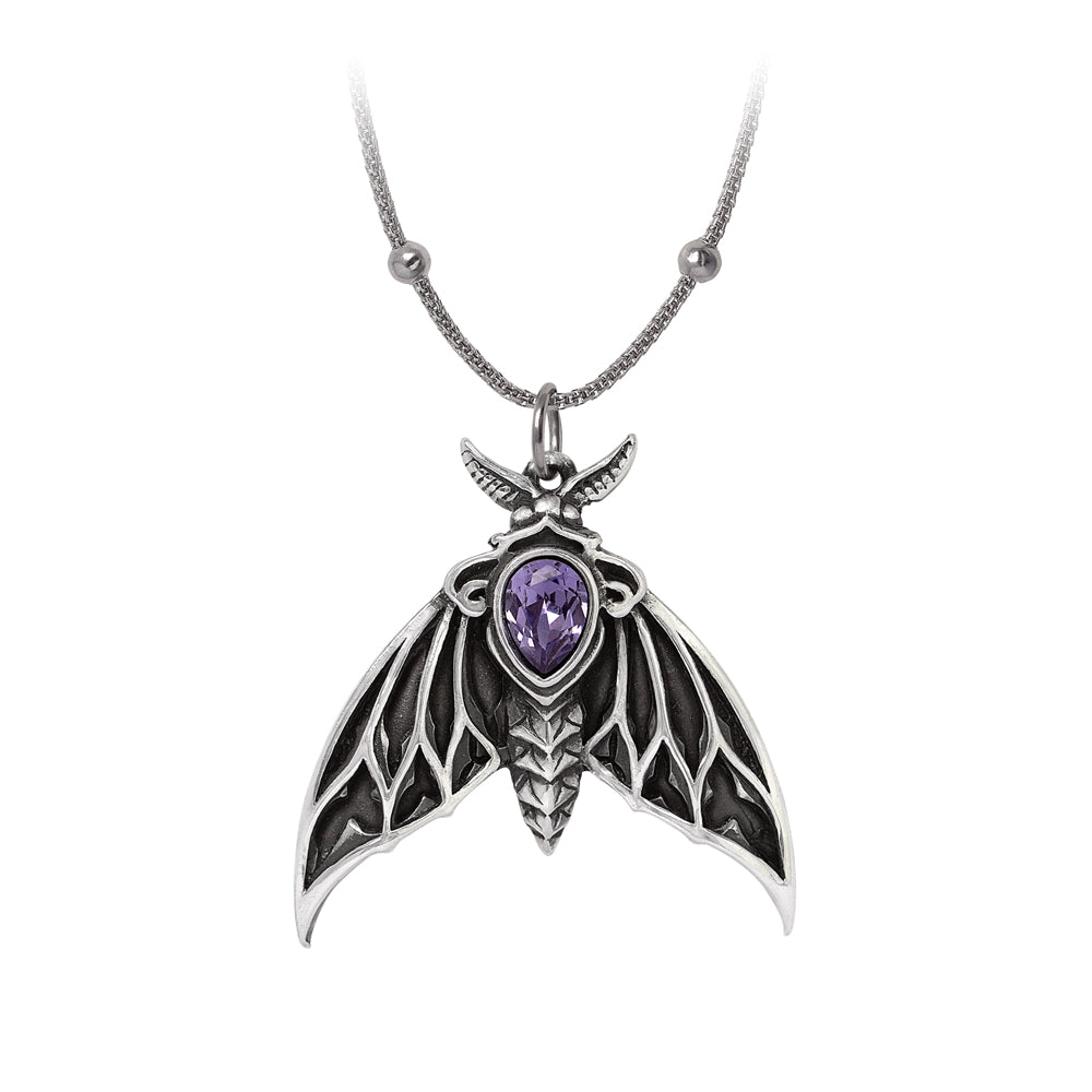 Moth necklace with lilac crystal