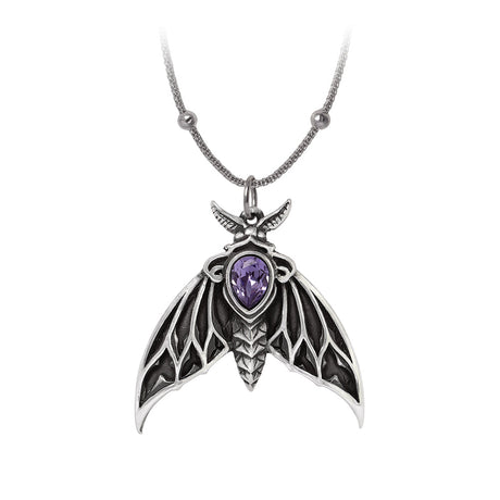 Moth necklace with lilac crystal
