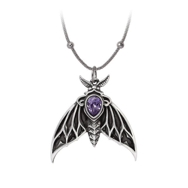 Moth necklace with lilac crystal