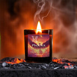 Candle labeled 'Phoenix' with a fiery background