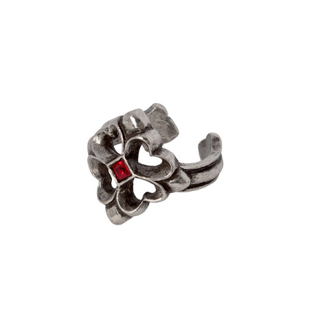 Cross ring with red crystal
