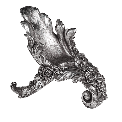 Antique rose wine bottle holder shown in silver