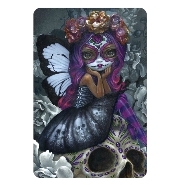 Magnet with gothic skull fairy and day of the dead face paint