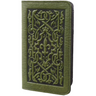 Leather checkbook cover with Celtic knot and fleur de lis design - Fern green
