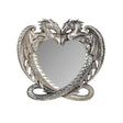 Mirror with two dragons forming a heart in metallic shades of gray/silver