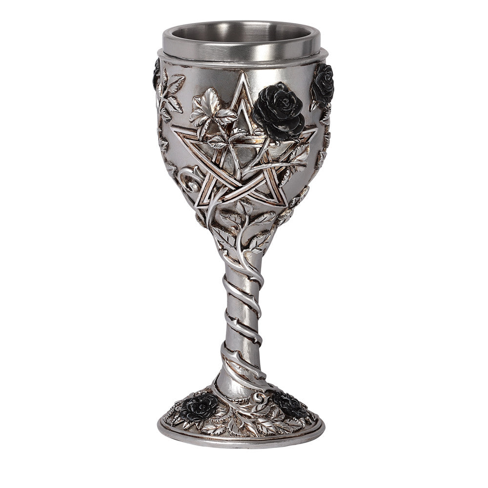 Goblet with pentacle and black rose