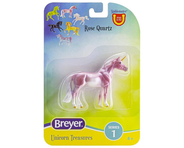 Breyer Unicorn Treasures Rose Quartz model - pink - shown in packaging