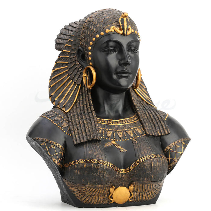 Bust of Egyptian Queen Cleopatra done in black with gold accents