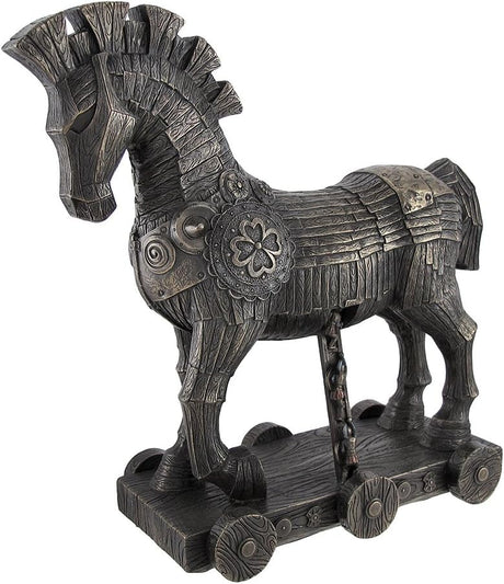 Figurine of the iconic Trojan Horse of Greek myth, with warriors climbing out