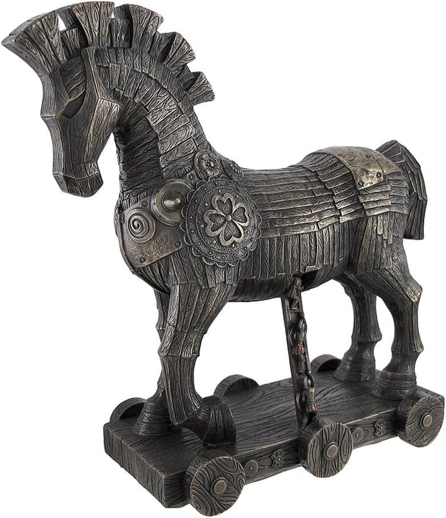 Figurine of the iconic Trojan Horse of Greek myth, with warriors climbing out