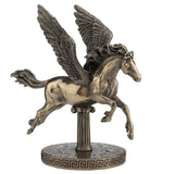 Bronze statue of a Pegasus on a white background