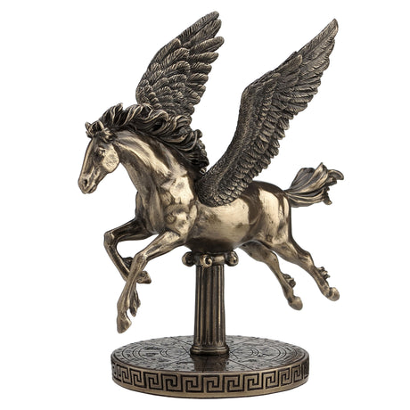Bronze statue of a Pegasus on a white background