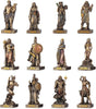 Collection of bronze-colored Greek mythology figurines on a white background