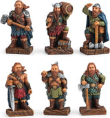 Set of six decorative Viking figurines in various poses with weapons