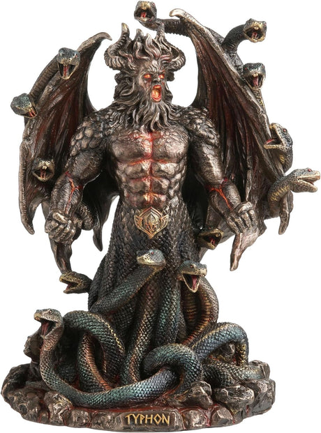 Statue of the Greek monster Typhon with snakes, wings and horns
