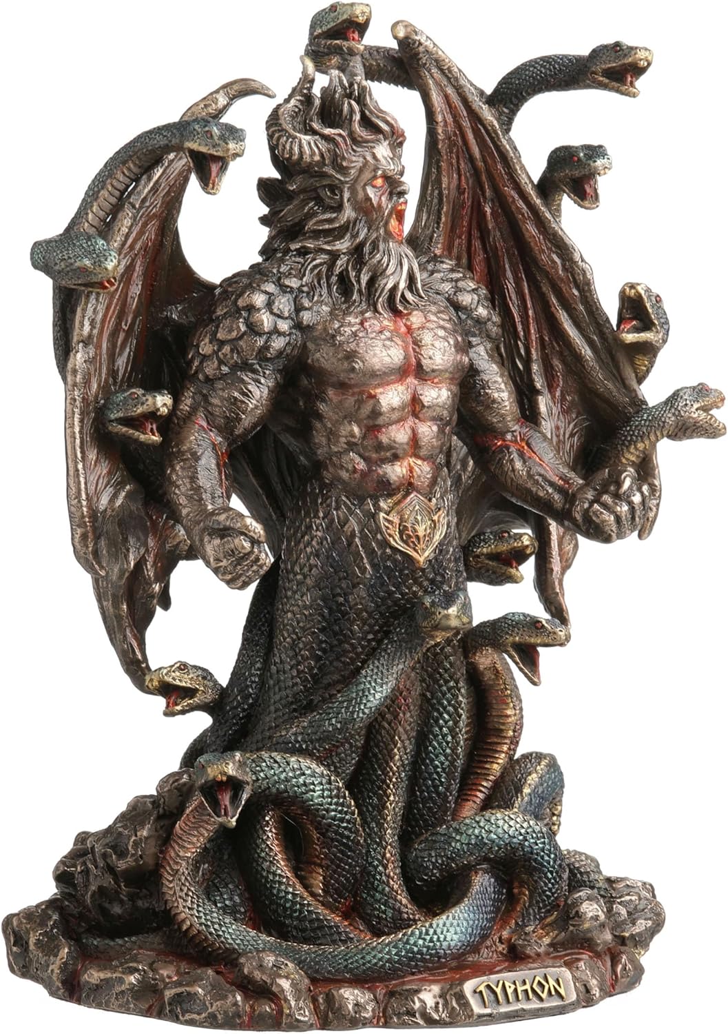 Statue of the Greek monster Typhon with snakes, wings and horns