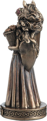 Statue of a goddess holding a horse and cornucopia basket with 'Epona' inscribed