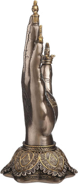 Decorative palm with astrological symbols and a triangle with an eye