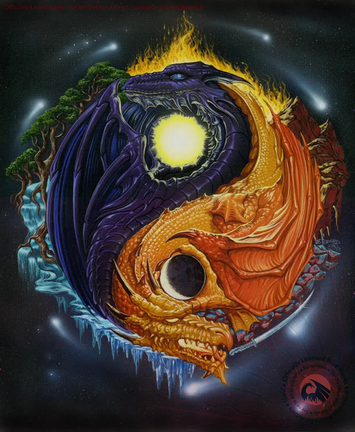 Yin Yang Dragon by Ed Beard Jr Metal Art Print