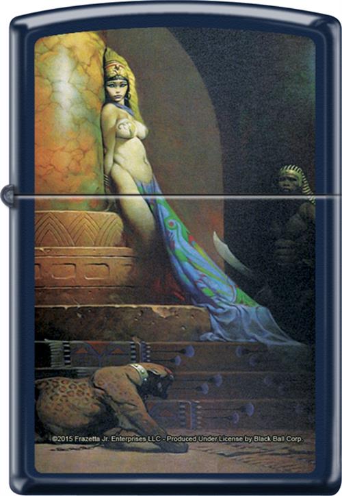 Zippo lighters with a design of a woman in an Egyptian-themed setting