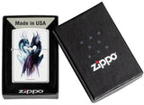 Yin Yang dragons Zippo lighter shown in packaging