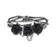 Pewter bracelet with three black resin roses