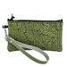 Acanthus leaves leather wristlet in fern color