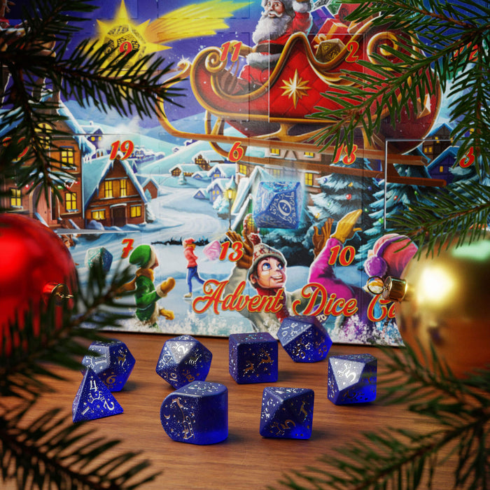 Advent dice calendar for 2023 from Q Workshop with blue dice